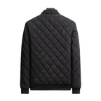 Autumn Winter Bomber Jacket Men Diamond Pattern Fleece Lined Casual Jacket Men Fashion Clothing 2023 Brand New Slim Fit Coat
