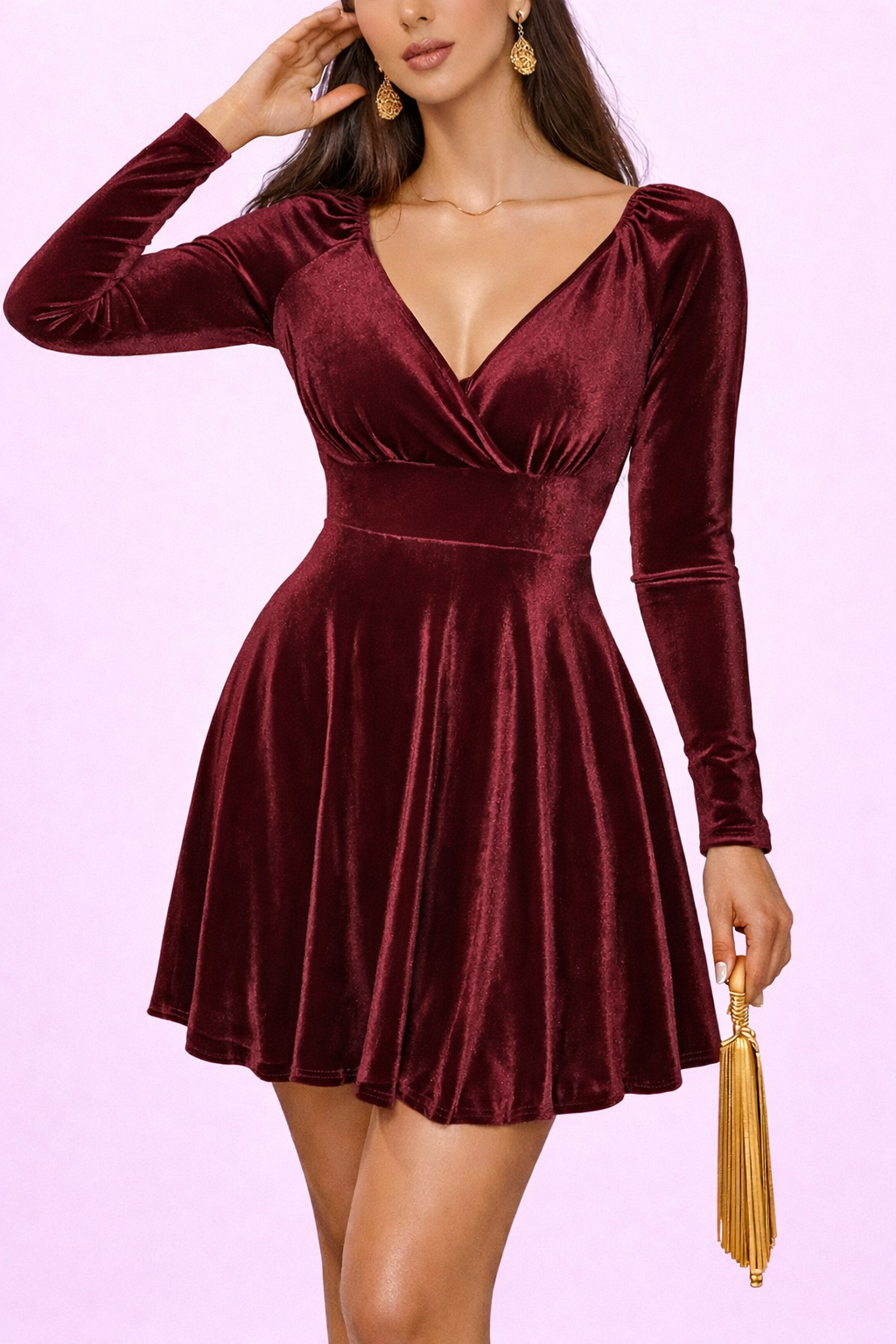 Elegant Short Velvet Dress