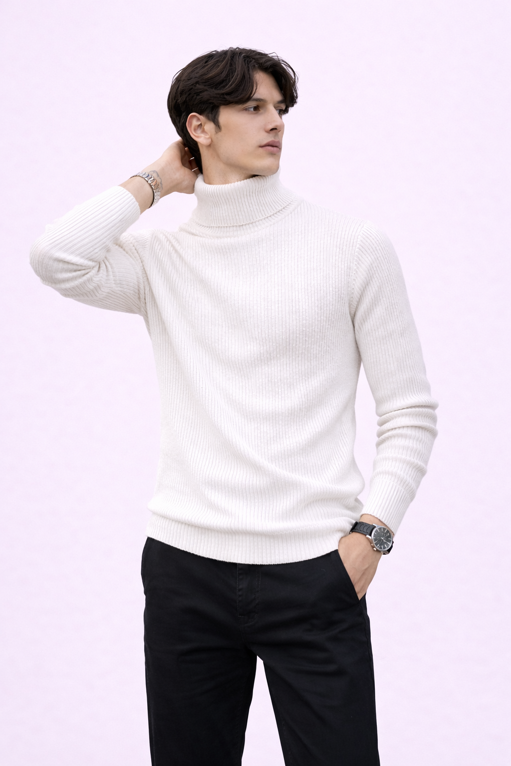 Turtleneck Ribbed Sweater